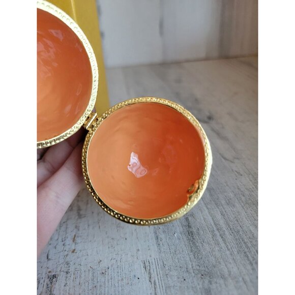 Blue trinket box egg golden enameled hinged Easter home decor unique - Picture 11 of 13